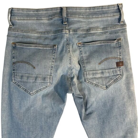 G Star Raw Jeans Men 32x32 D Staq Slim Button Fly Faded Light Blue Stretch Denim - Picture 6 of 12